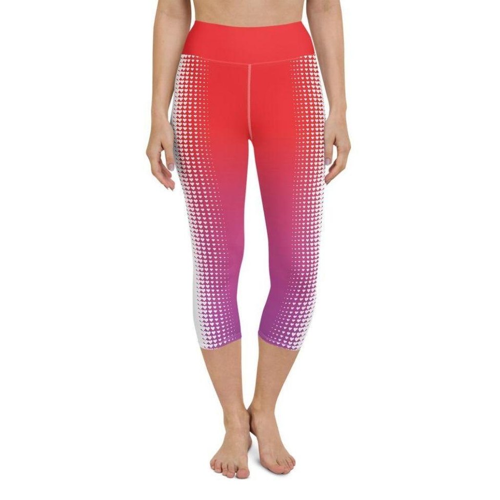 Hearts Optical Illusion Leggings Yoga Capris