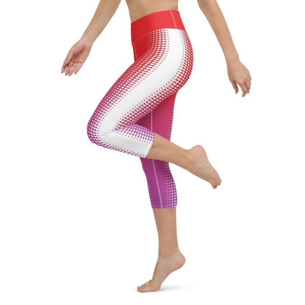 Hearts Optical Illusion Leggings Yoga Capris