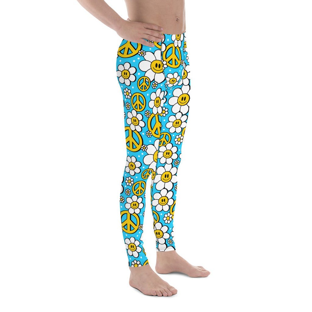 Hippie Flower Pattern Men's Leggings