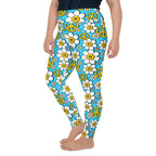 Hippie Flower Pattern Plus Size Leggings