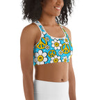 Hippie Flower Pattern Sports Bra