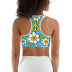 Hippie Flower Pattern Sports Bra