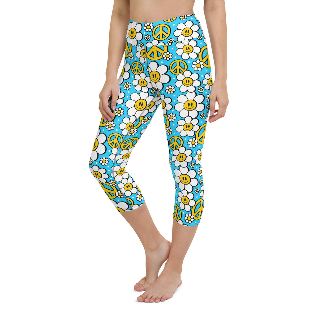 Hippie Flower Pattern Yoga Capris