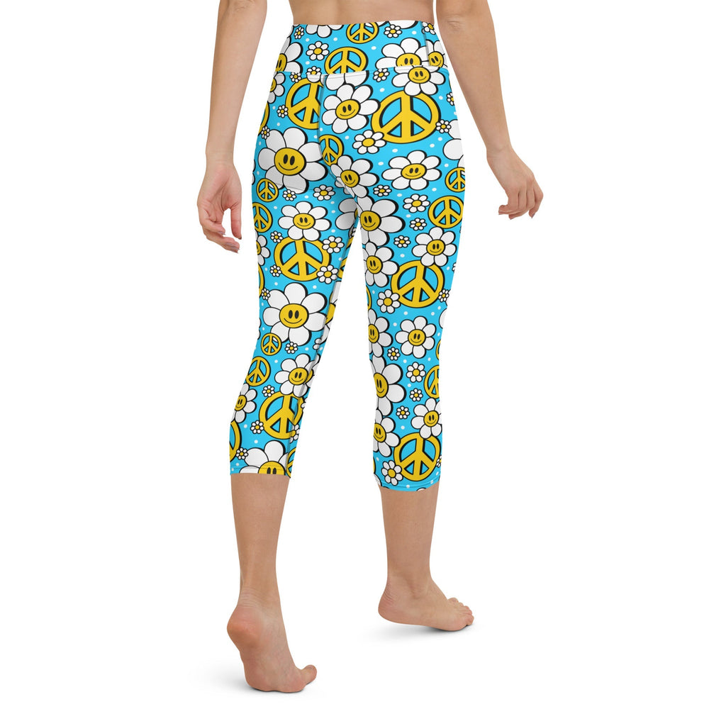 Hippie Flower Pattern Yoga Capris