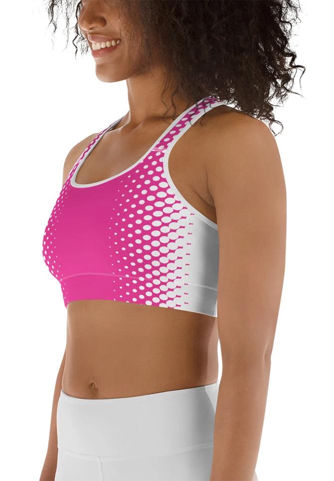 Hot Pink Optical Illusion Sports Bra