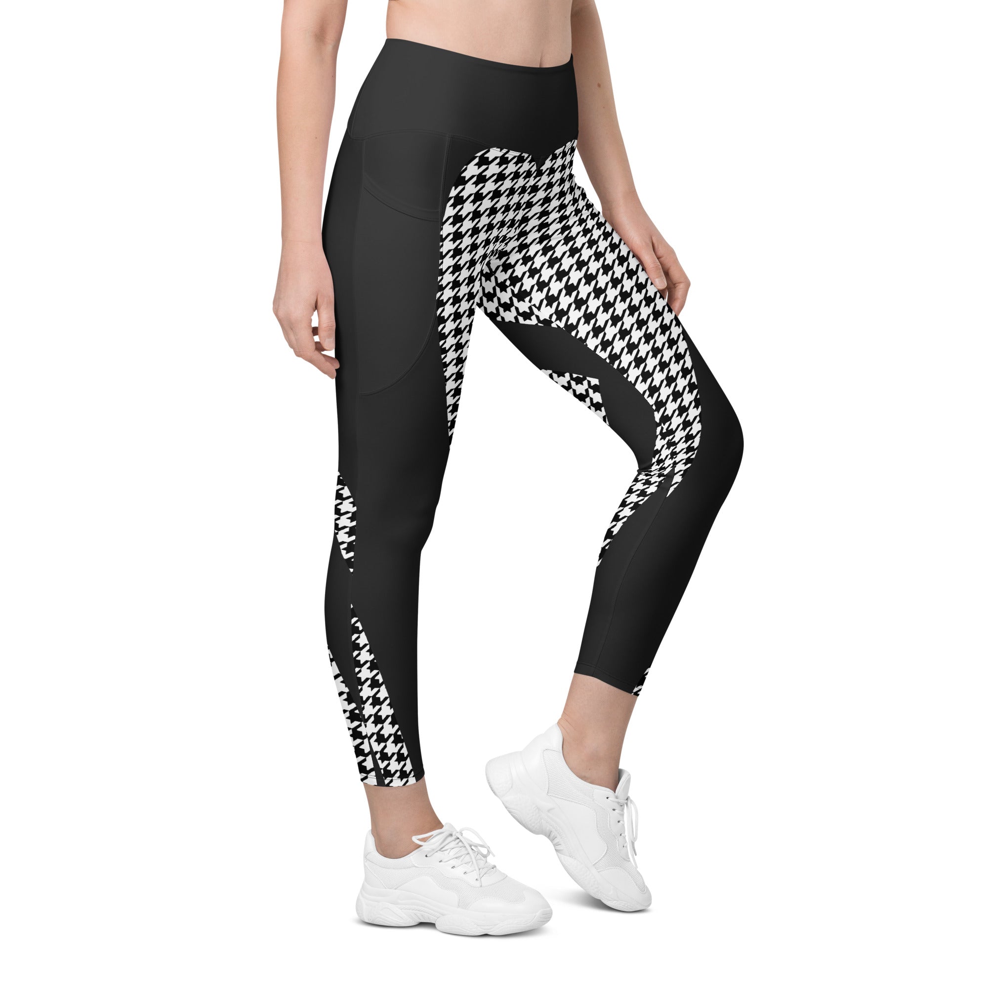 Houndstooth Heart Shaped Leggings With Pockets