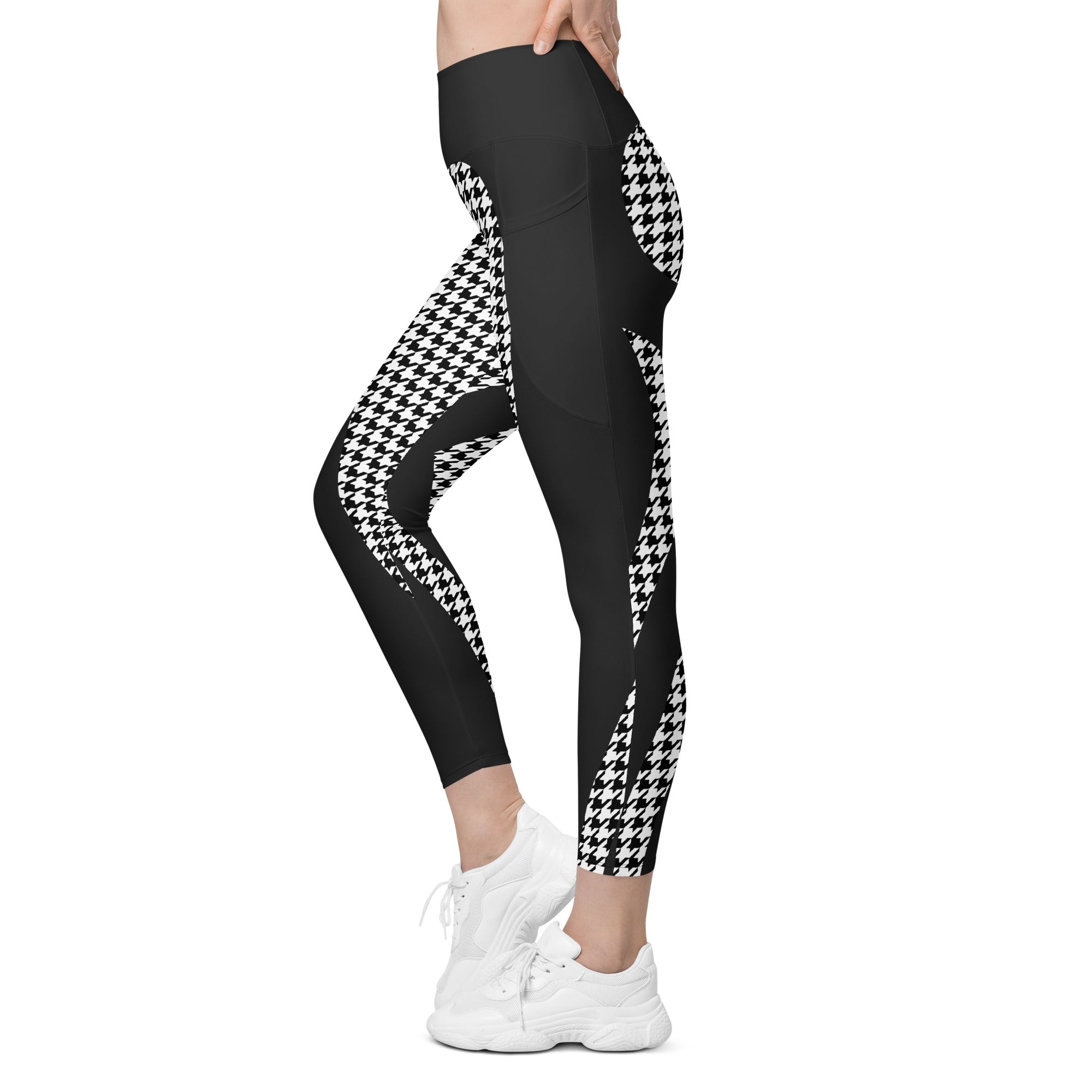 Houndstooth Heart Shaped Leggings With Pockets