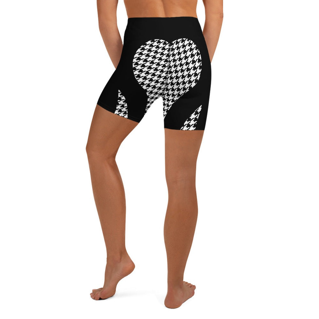 Houndstooth Heart Shaped Yoga Shorts
