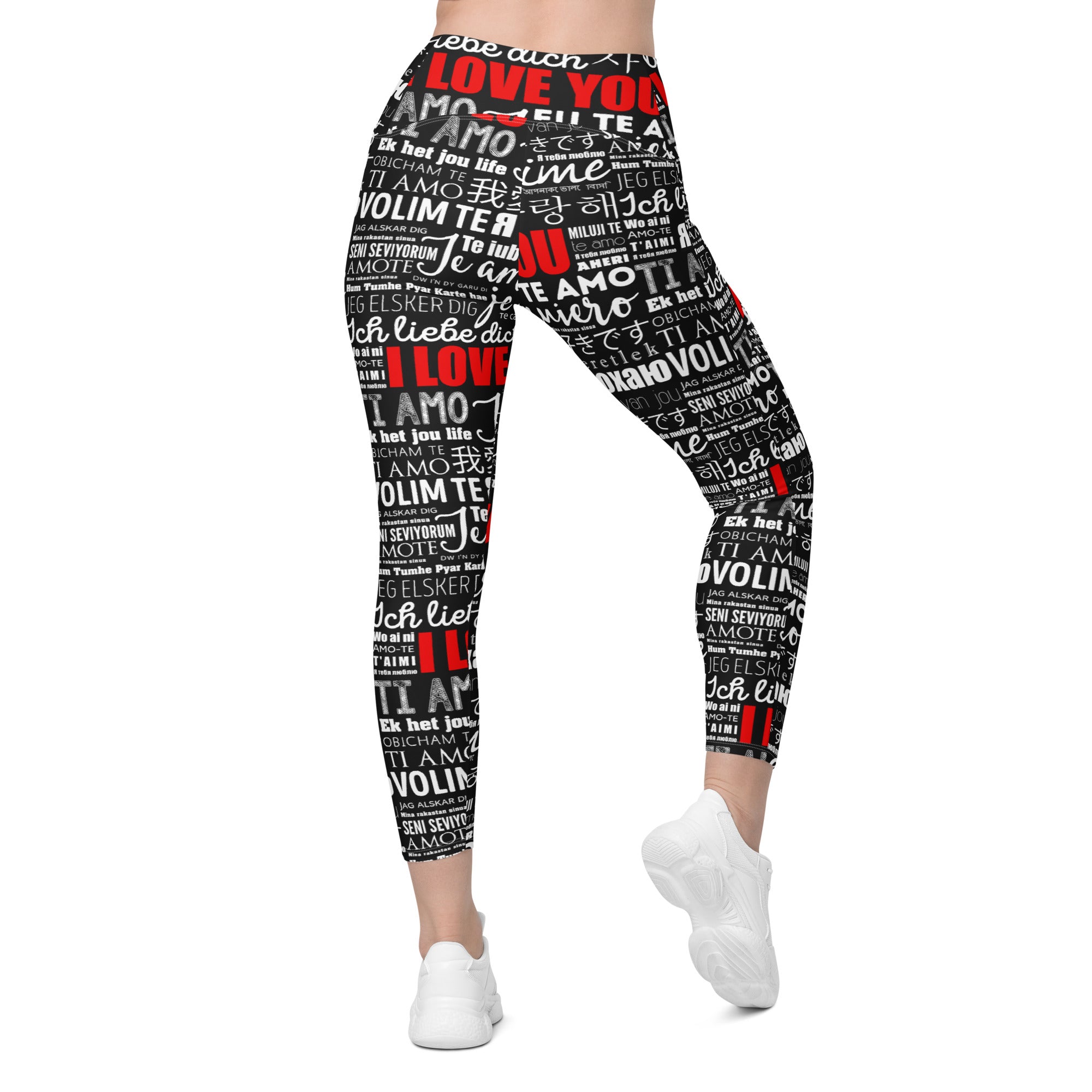 I Love You Crossover Leggings With Pockets