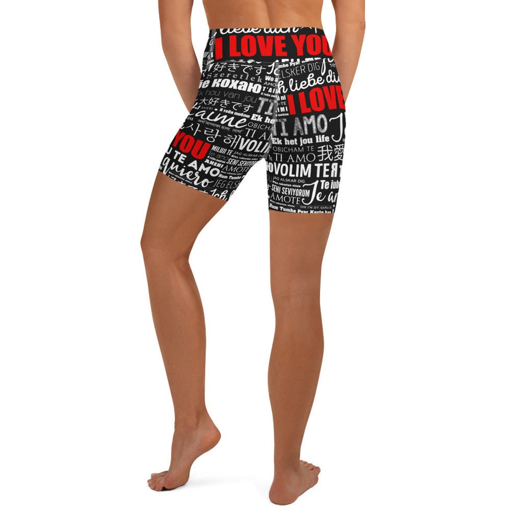 I Love You Yoga Shorts