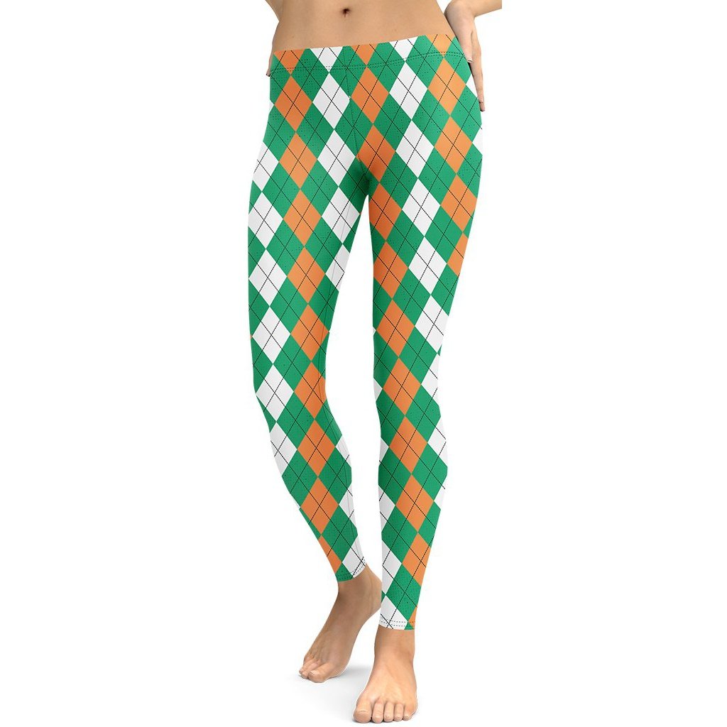 Irish Flag Plaid Leggings - FiercePulse - Premium Workout Leggings - Yoga Pants