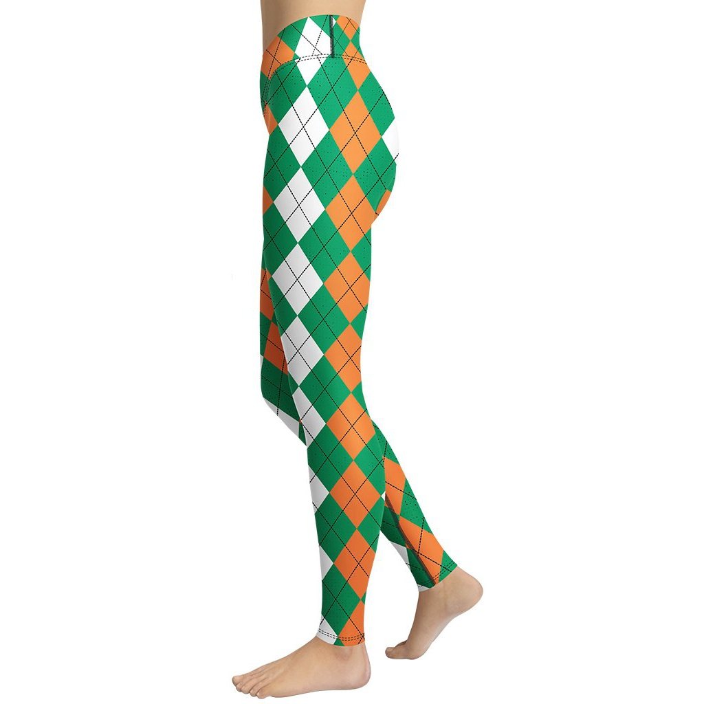 Irish Flag Plaid Yoga Leggings - FiercePulse - Premium Workout Leggings - Yoga Pants