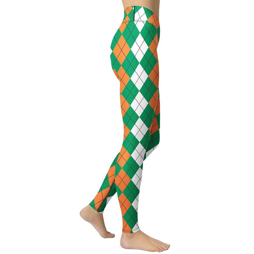 Irish Flag Plaid Yoga Leggings - FiercePulse - Premium Workout Leggings - Yoga Pants