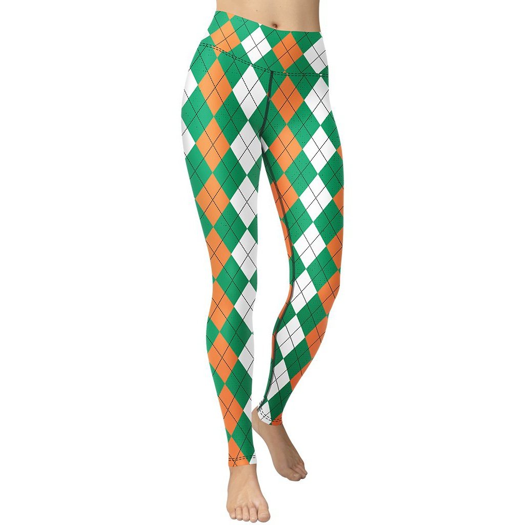 Irish Flag Plaid Yoga Leggings - FiercePulse - Premium Workout Leggings - Yoga Pants