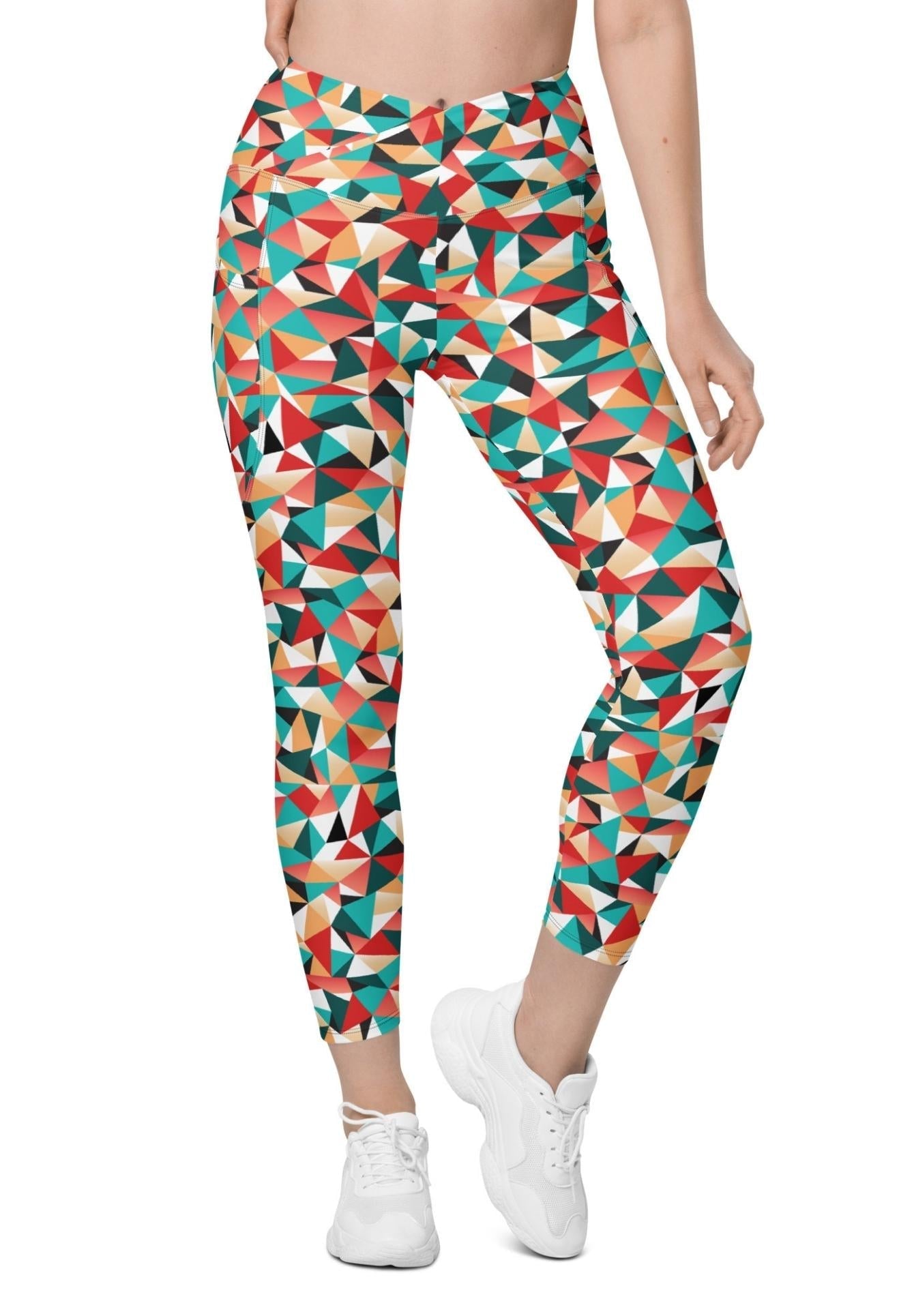 Kaleidoscopic Crossover Leggings With Pockets