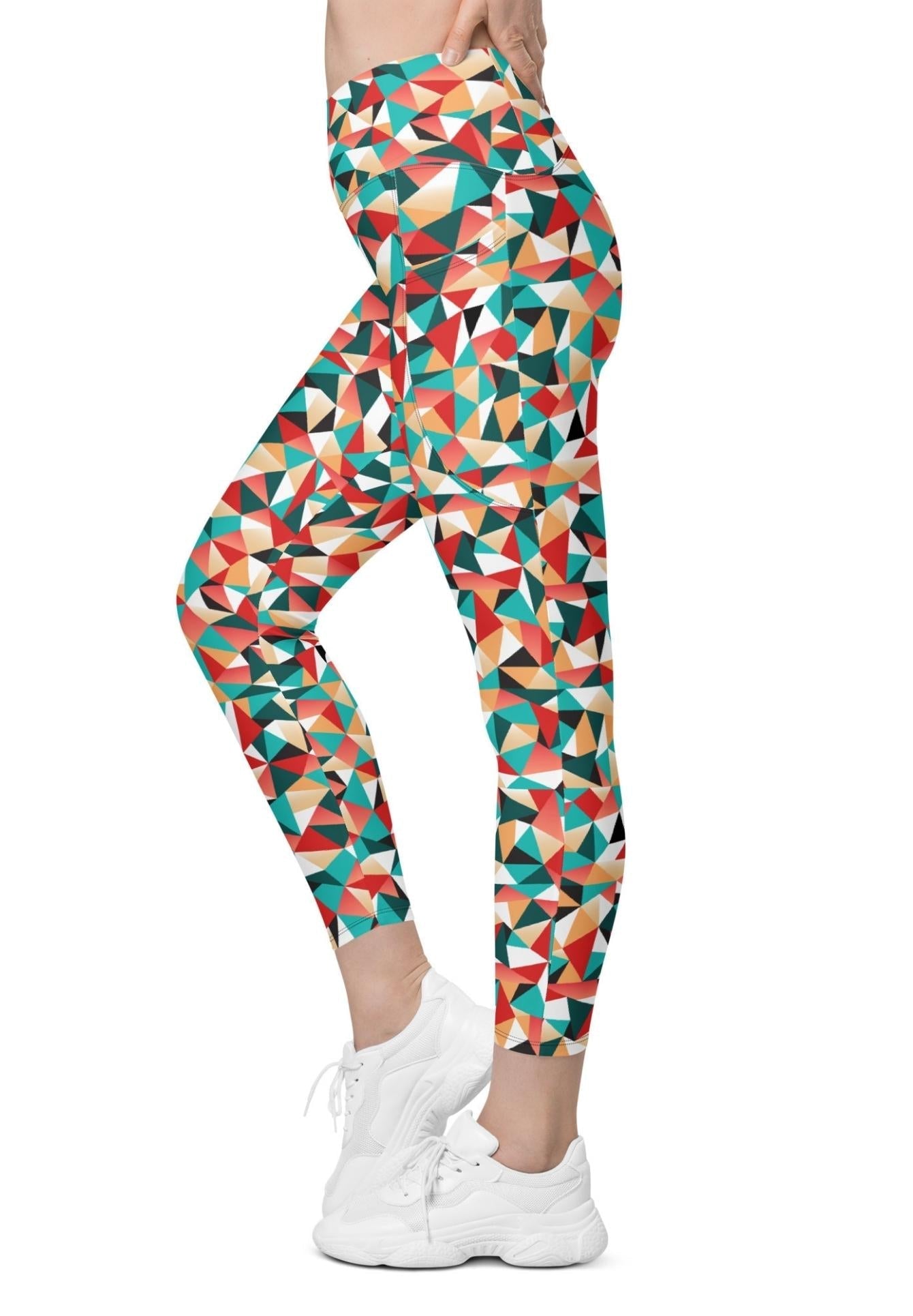 Kaleidoscopic Crossover Leggings With Pockets