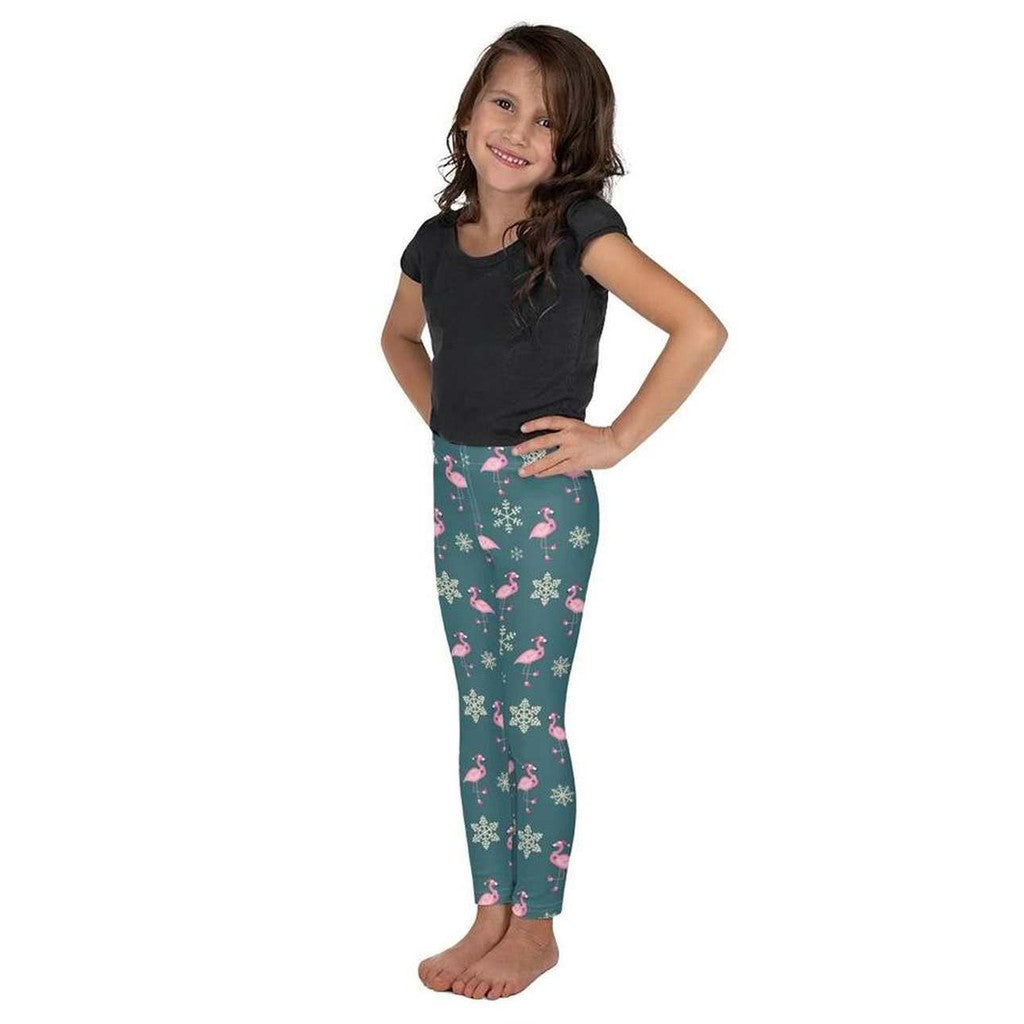 Kids' Festive Flamingos Leggings - FiercePulse - Premium Workout Leggings - Yoga Pants