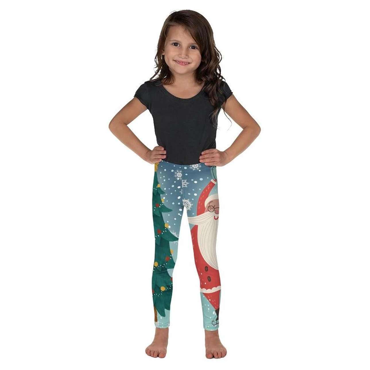 Kids' Santa Christmas Tree Leggings - FiercePulse - Premium Workout Leggings - Yoga Pants