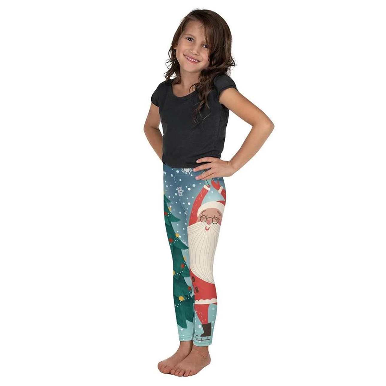 Kids' Santa Christmas Tree Leggings - FiercePulse - Premium Workout Leggings - Yoga Pants