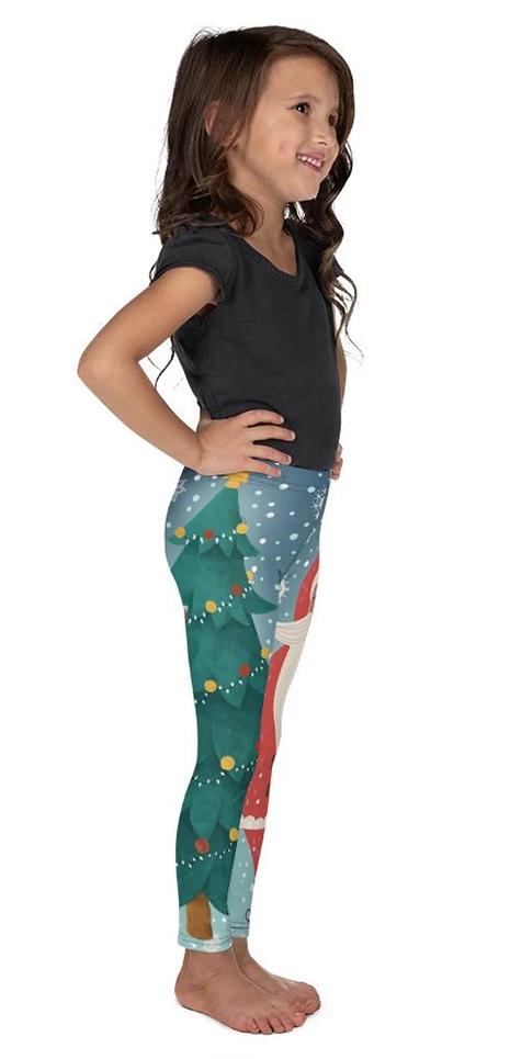 Kids' Santa Christmas Tree Leggings - FiercePulse - Premium Workout Leggings - Yoga Pants