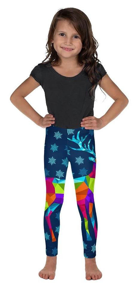 Kids' Vivid Reindeer Leggings - FiercePulse - Premium Workout Leggings - Yoga Pants
