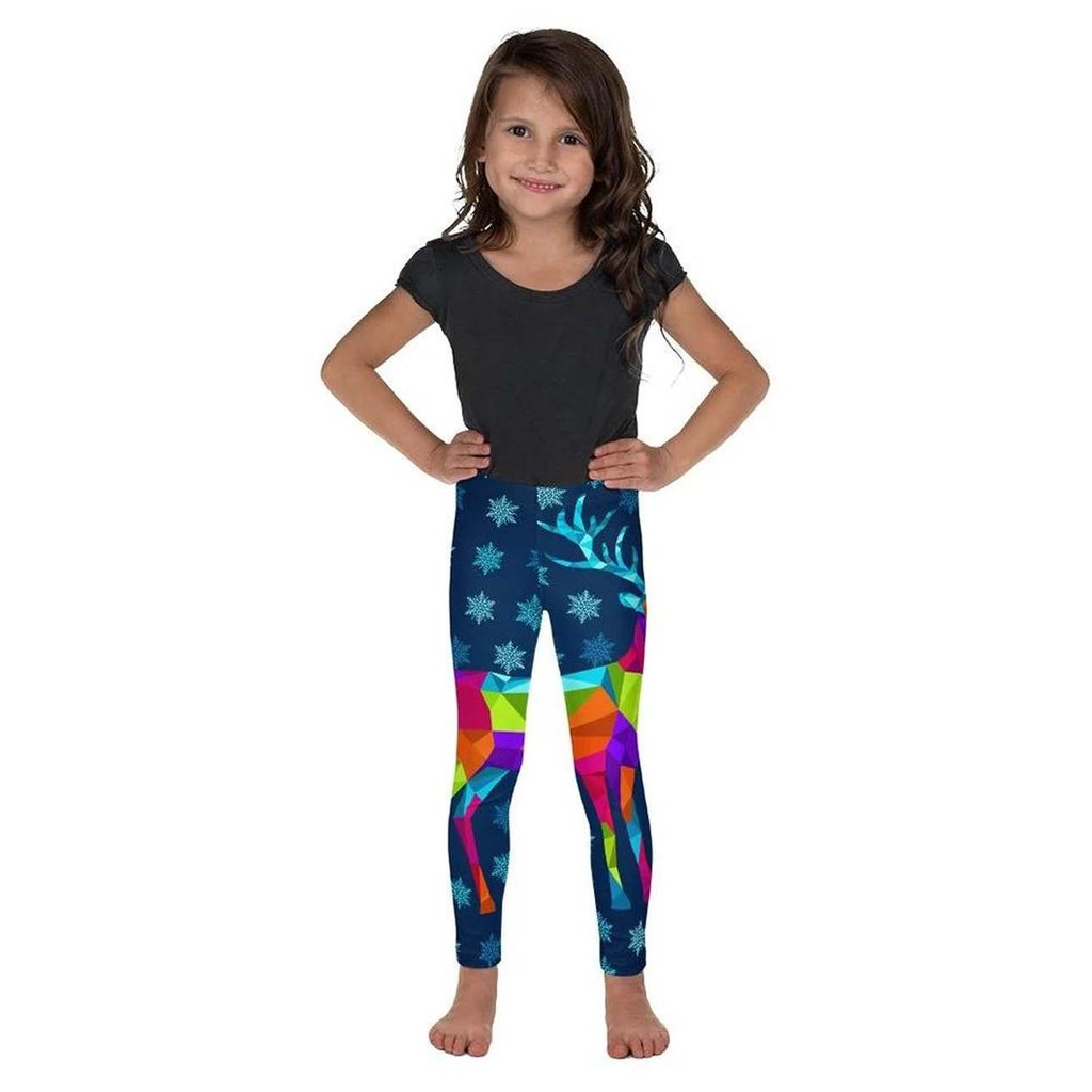 Kids' Vivid Reindeer Leggings - FiercePulse - Premium Workout Leggings - Yoga Pants
