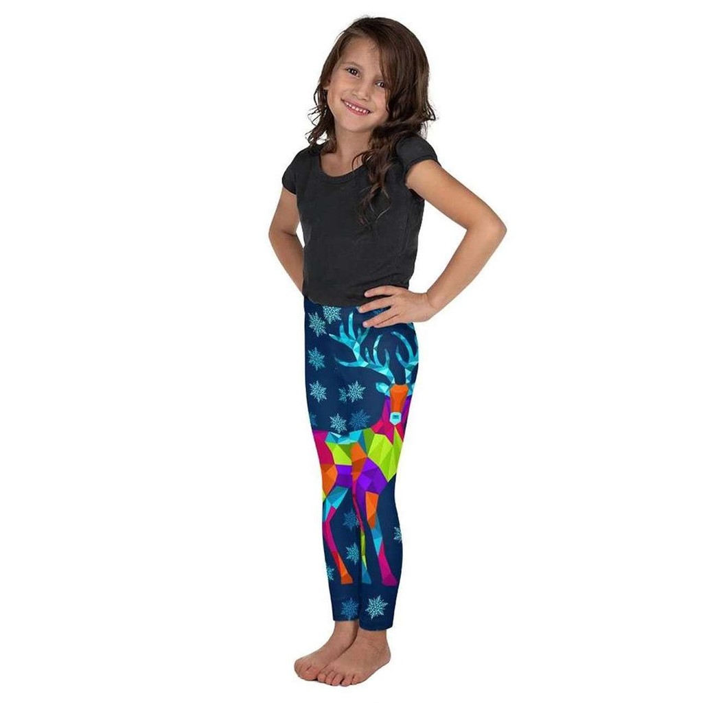 Kids' Vivid Reindeer Leggings - FiercePulse - Premium Workout Leggings - Yoga Pants