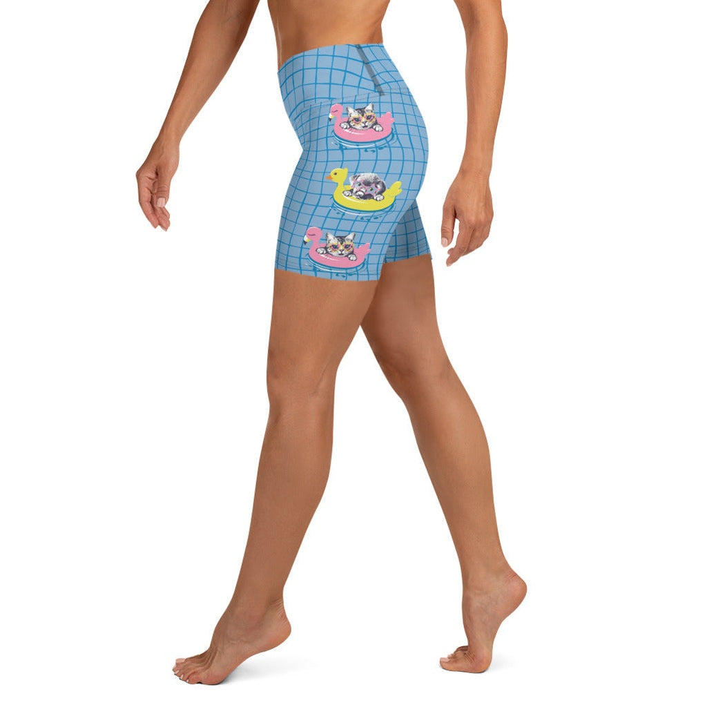 Kittens in Floats Yoga Shorts