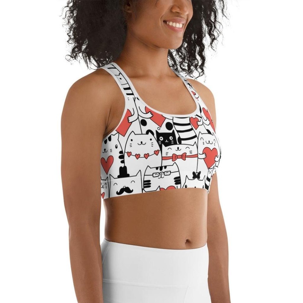 Kitties in Love Sports Bra