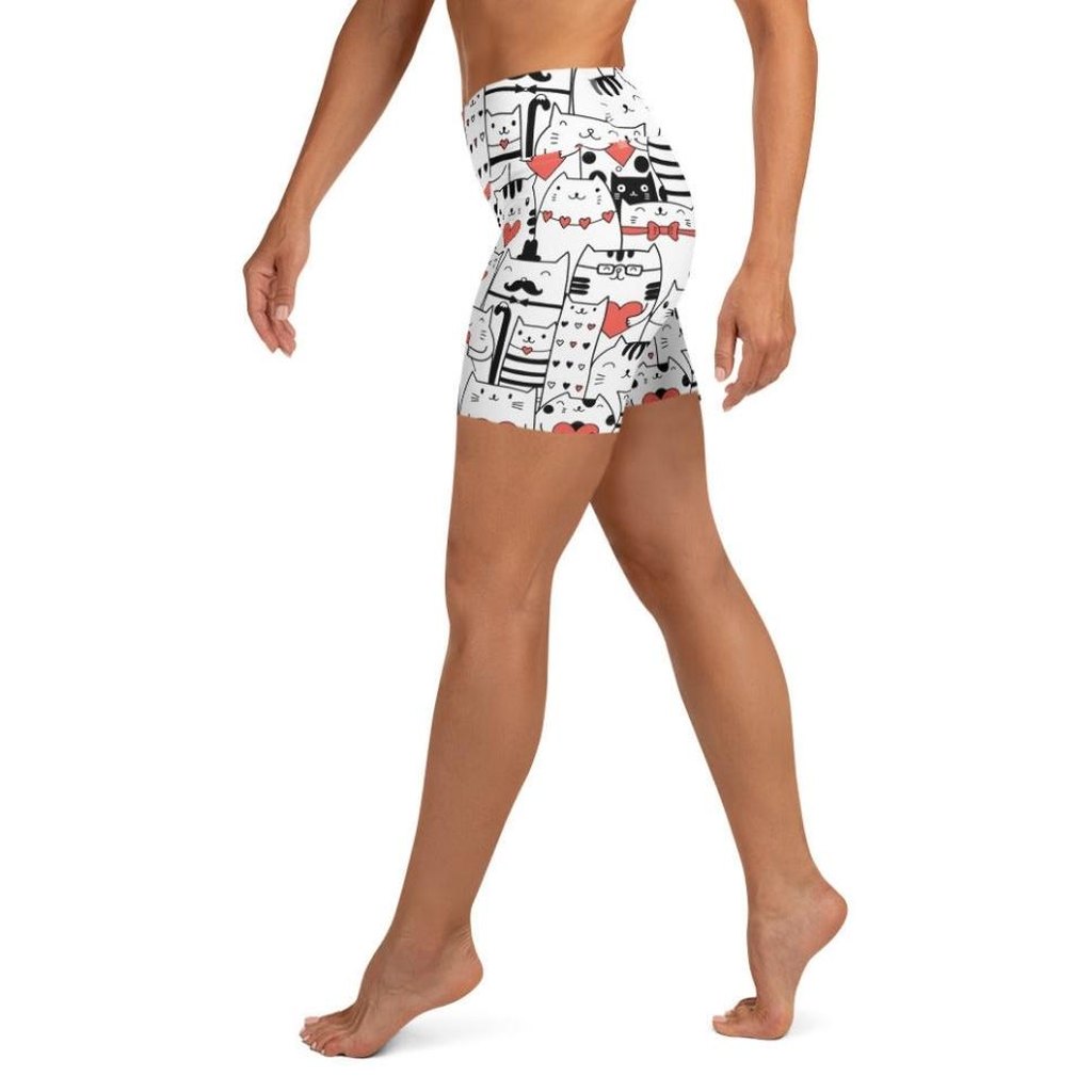 Kitties in Love Yoga Shorts
