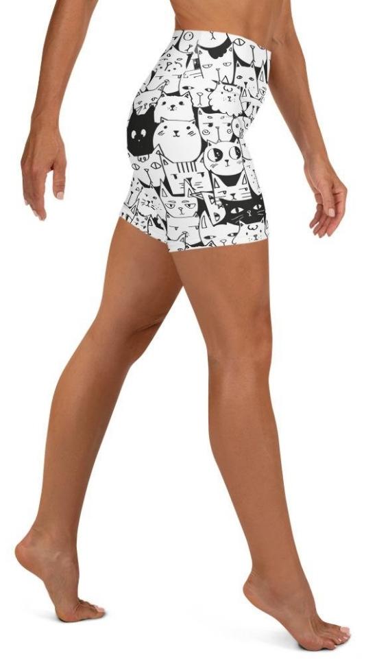 Kitty Pattern Yoga Shorts