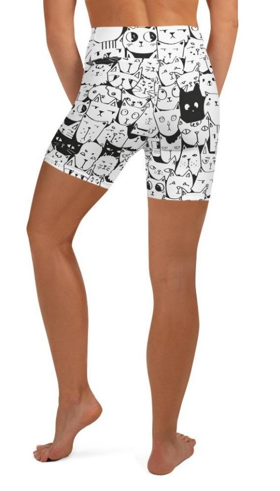 Kitty Pattern Yoga Shorts