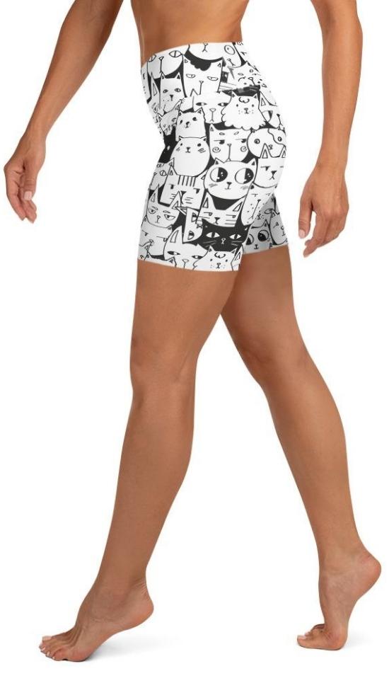 Kitty Pattern Yoga Shorts