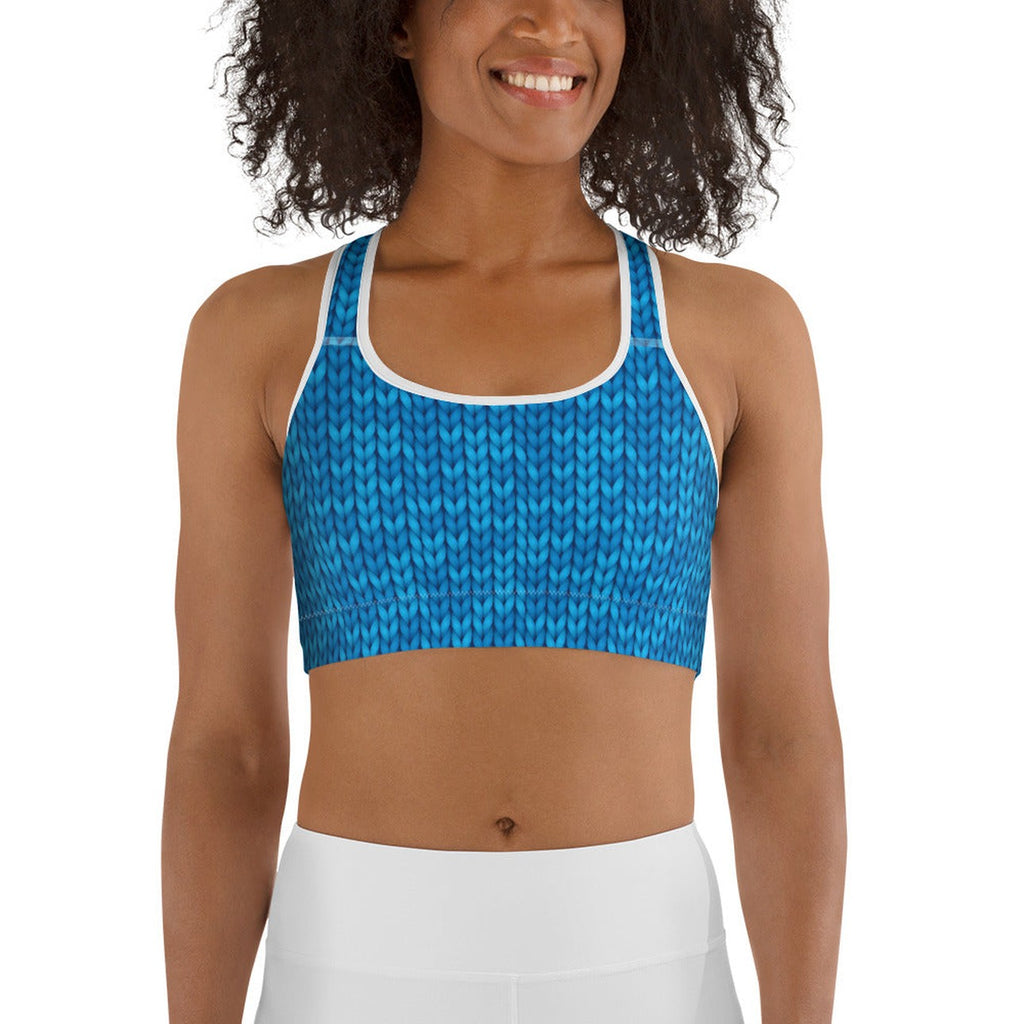 Knitted Print Pattern Sports Bra