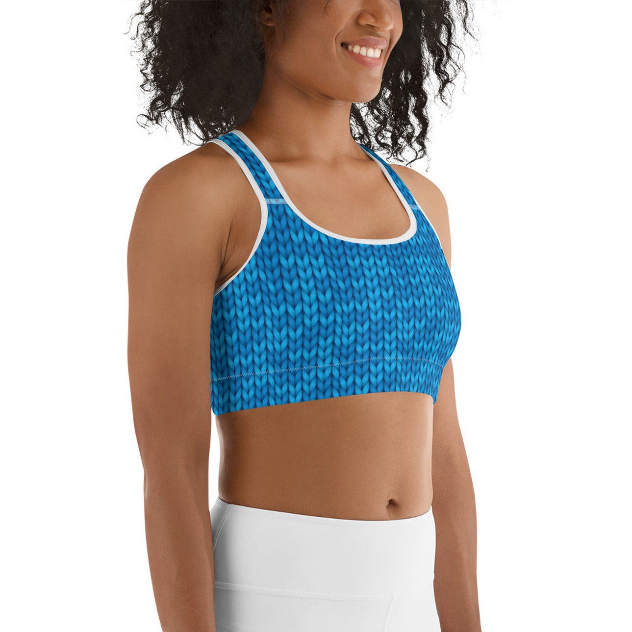 Knitted Print Pattern Sports Bra