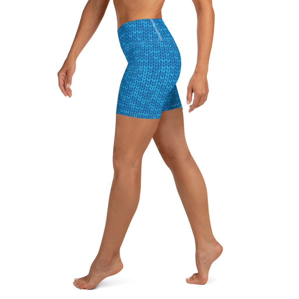 Knitted Print Pattern Yoga Shorts