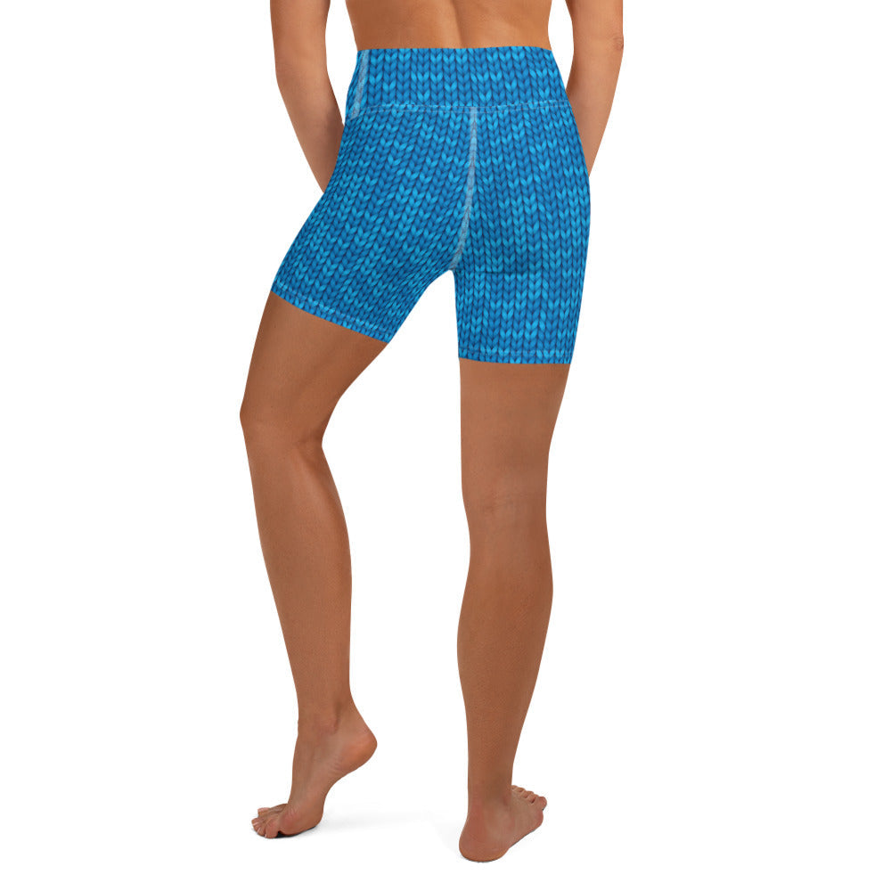 Knitted Print Pattern Yoga Shorts