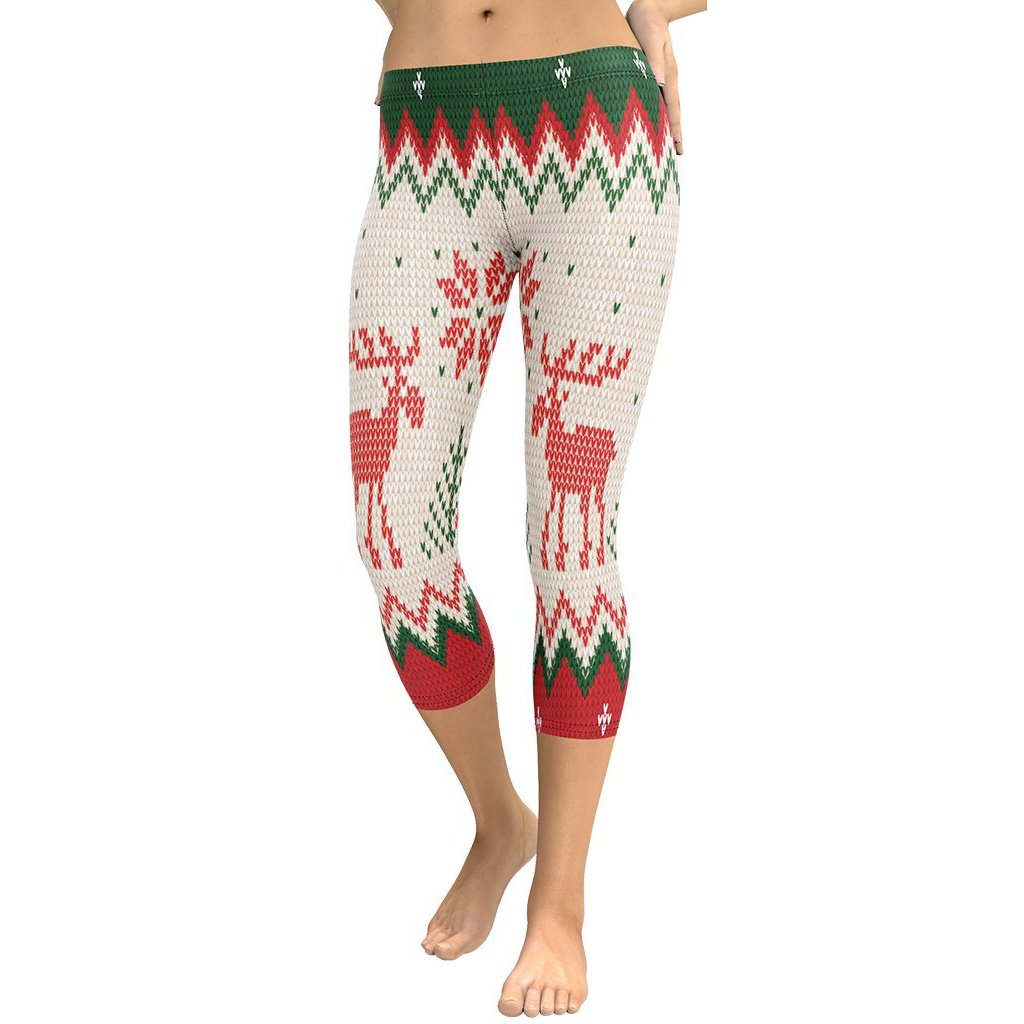 Knitted Print Ugly Christmas Capris