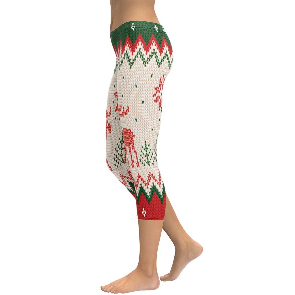 Knitted Print Ugly Christmas Capris