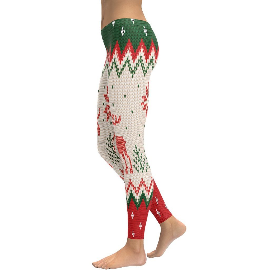 Knitted Print Ugly Christmas Leggings