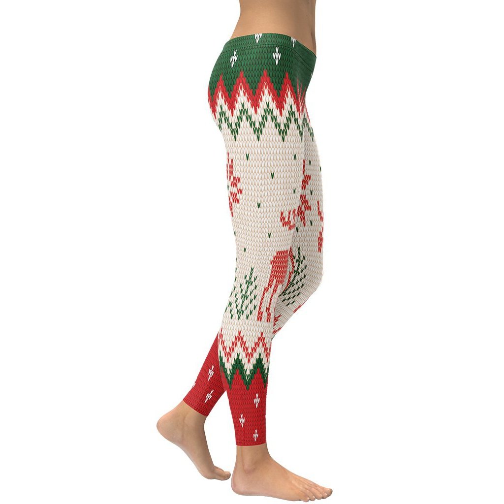 Knitted Print Ugly Christmas Leggings