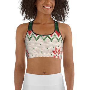 Knitted Print Ugly Christmas Sports Bra