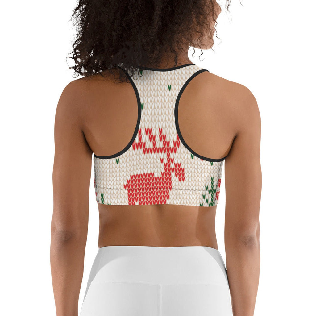 Knitted Print Ugly Christmas Sports Bra