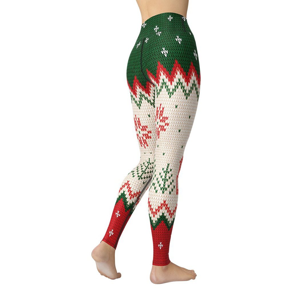 Knitted Print Ugly Christmas Yoga Leggings Women s Christmas