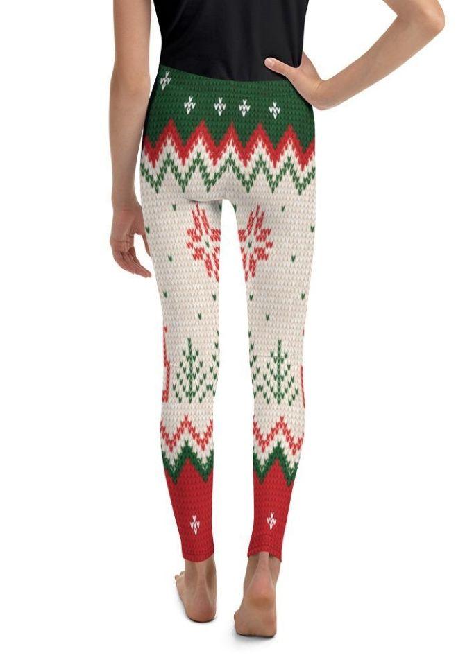 Knitted Print Ugly Christmas Youth Leggings