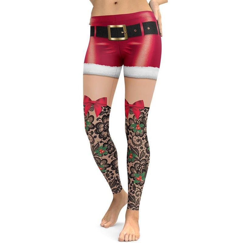 Lace Christmas Leggings Women's Christmas Outfits FIERCEPULSE