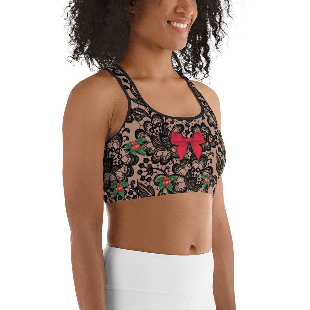 Lace Christmas Sports Bra