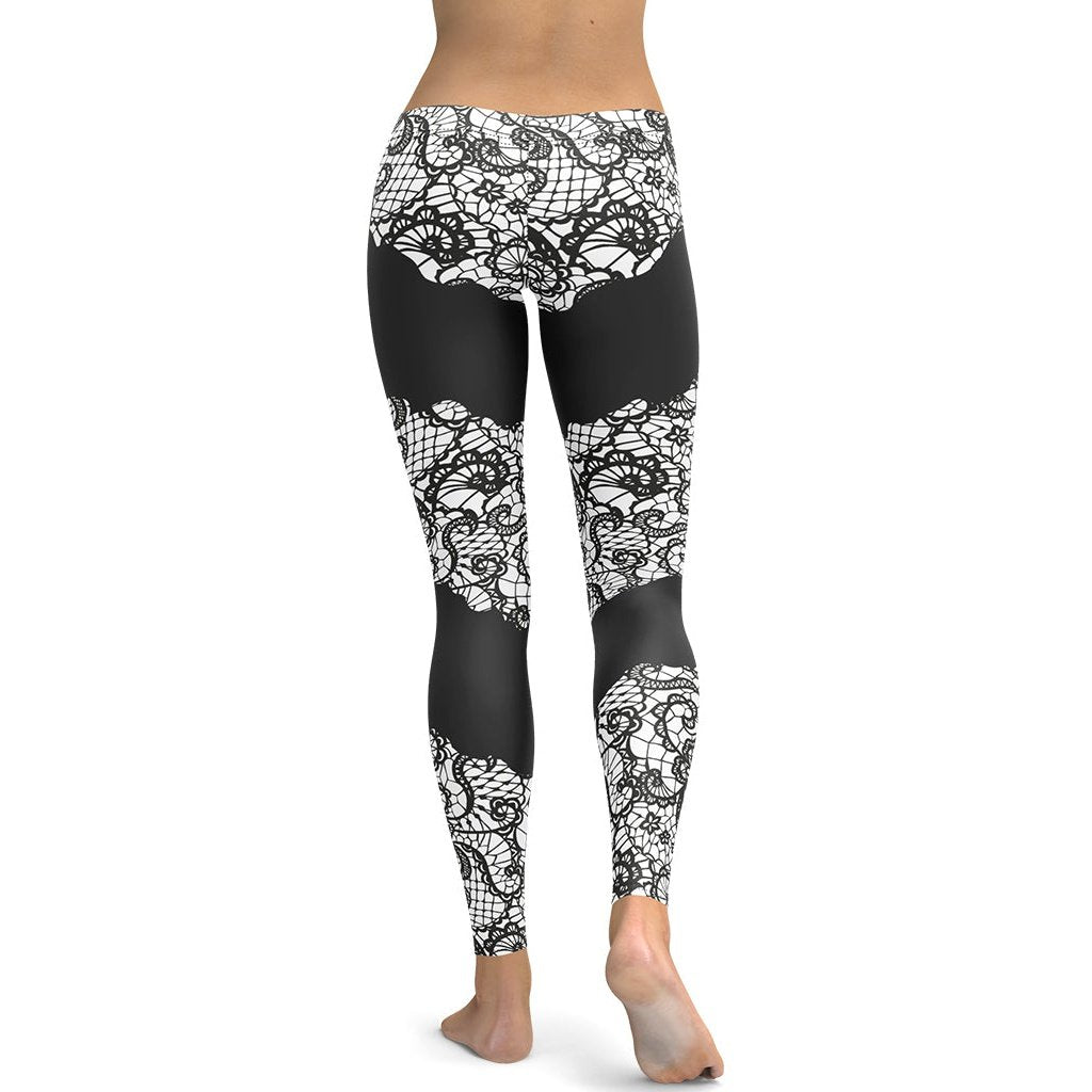 Leggings with lace outlet cutouts