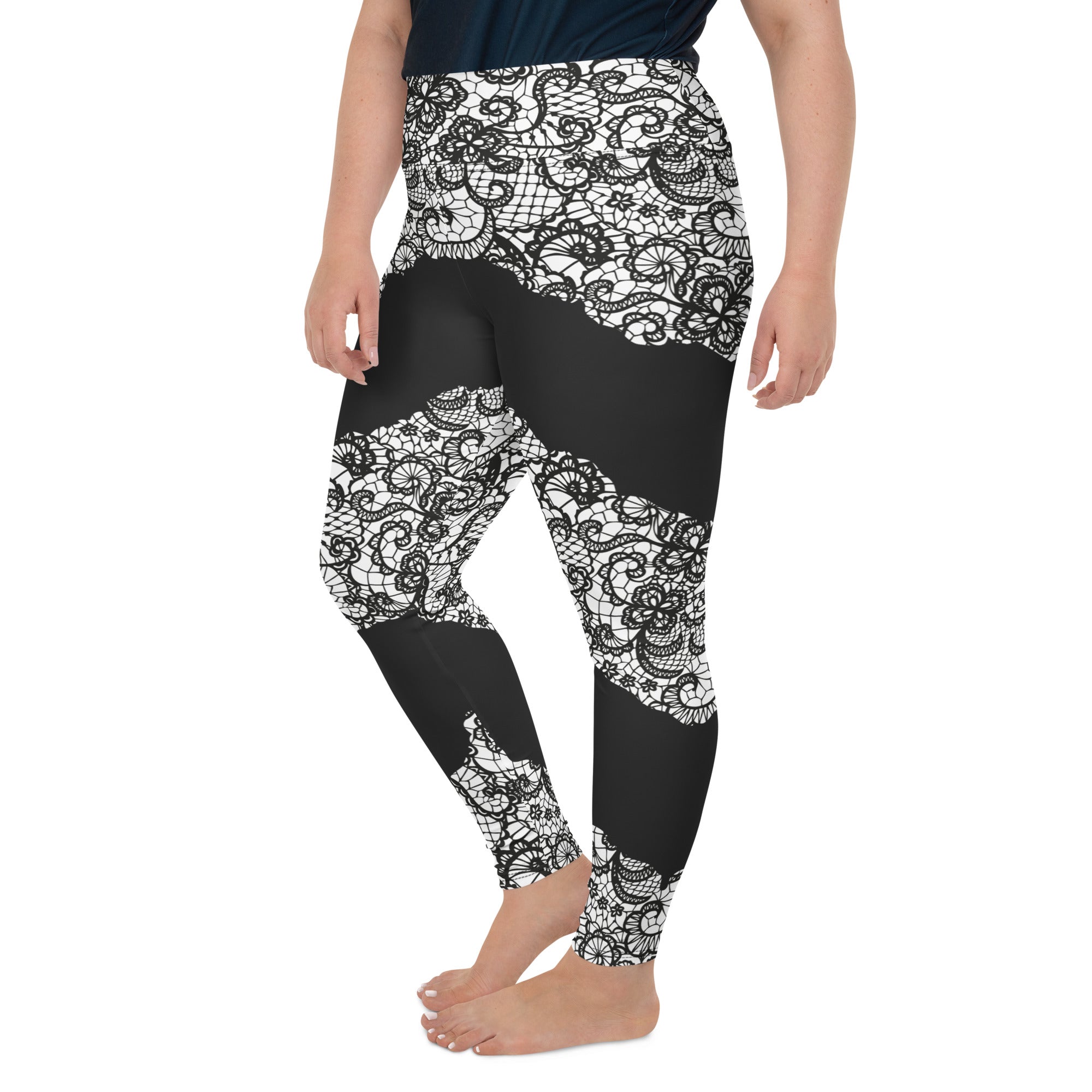 Lace Cut Out Plus Size Leggings - Main Image