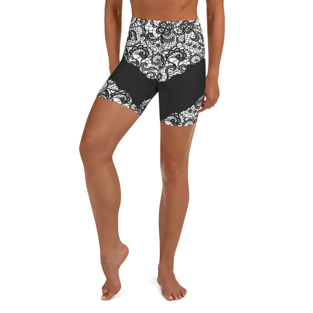 Lace Cut Out Yoga Shorts